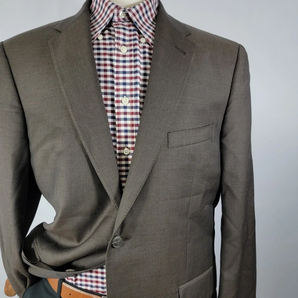 JOS A BANK Chester Men's Sport Coat Blazer Two Button Brown Herringbone Wool 43R